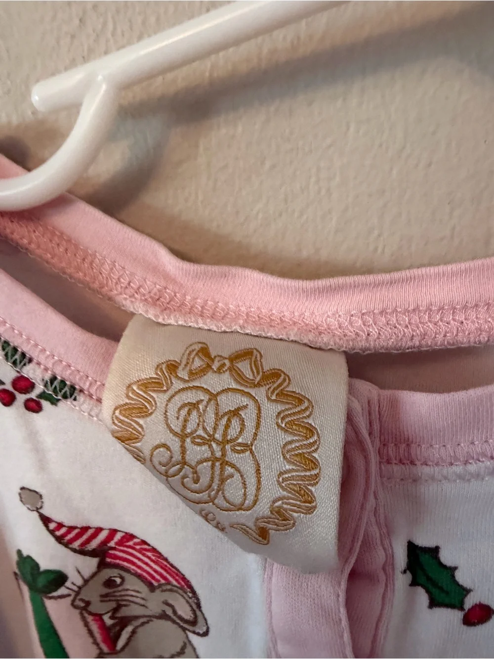 The Beaufort Bonnet Company Holiday Mouse Print Pajama Set - Pink & White